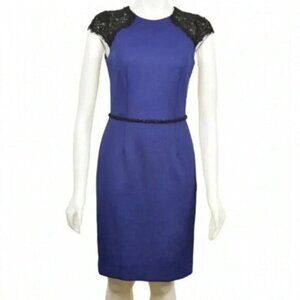 JS Boutique Sheath Dress Lace Beaded Sleeves Purple Black Size  4